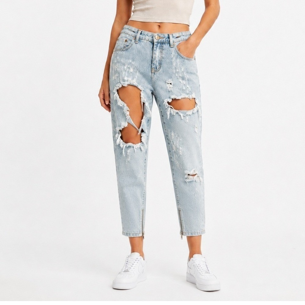 ONE Teaspoon Trashed Free Birds Jeans Women's 27 Light Wash Casual Streetwear